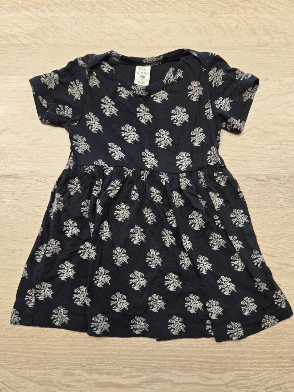 kate quinn Black Floral Short Sleeve Modal Baby Dress